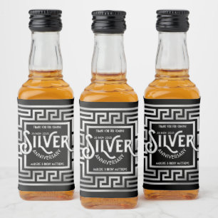Vielen Dank Silver Wedding Anniversary Glitzer Alkoholflaschenetikett