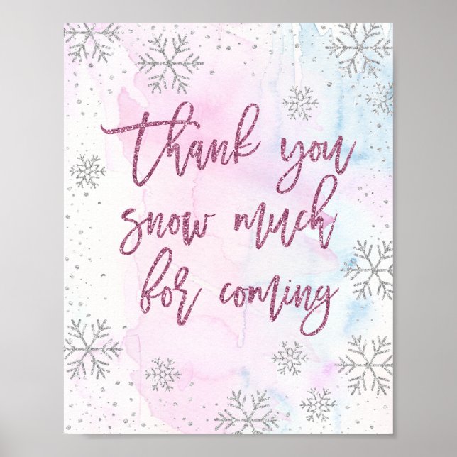 Vielen Dank SNOW Much Snowflake Glitzer Magenta Poster (Vorne)
