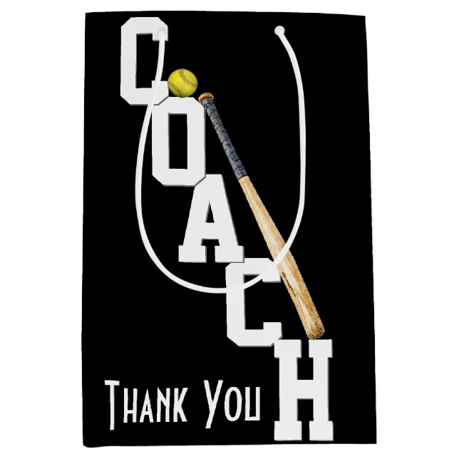 Vielen Dank Softball Coach Mittlere Geschenktüte (Vorderseite)
