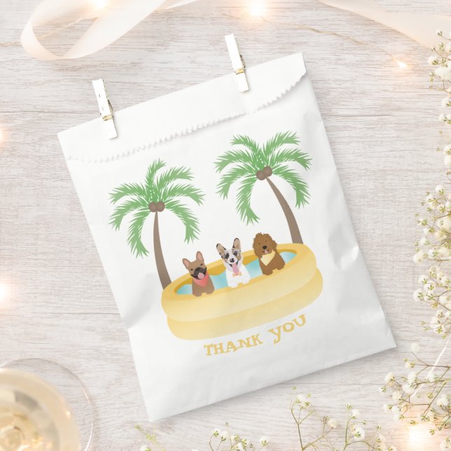 Vielen Dank Sommer Hunde Schwimmbad Geschenktütchen (Ausgeschnitten)