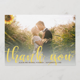Vielen Dank Sonnenblumen rustikale Hochzeit Foto Dankeskarte