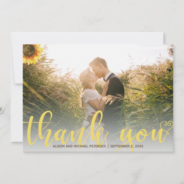 Vielen Dank Sonnenblumen rustikale Hochzeit Foto Dankeskarte (Vorderseite)