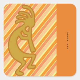 Vielen Dank, Southwest Gold Kokopelli Flute Player Quadratischer Aufkleber