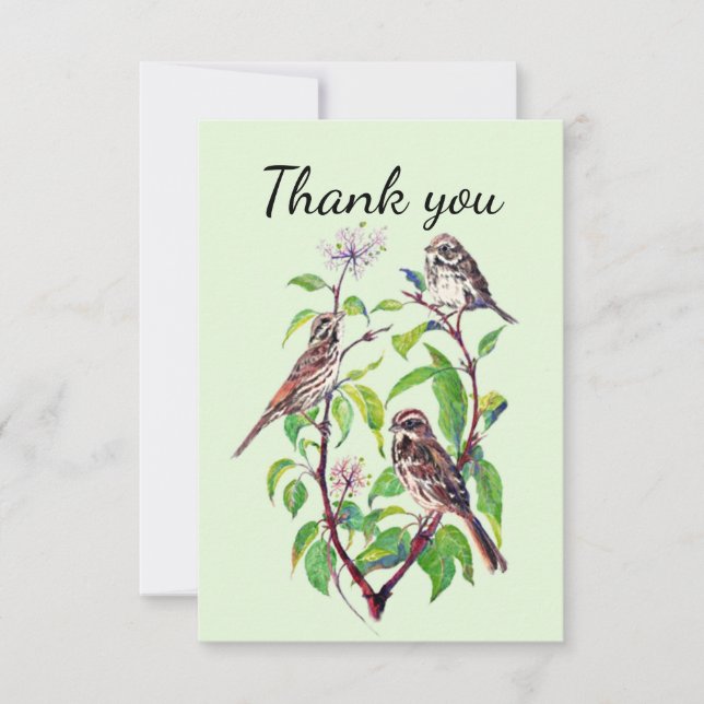 Vielen Dank Sparrow Garden Bird Nature Art Dankeskarte (Vorderseite)