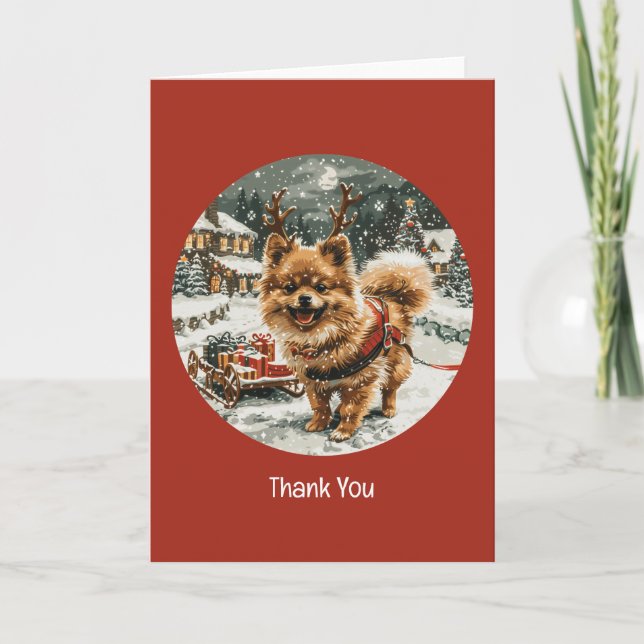 Vielen Dank, Spitz Reindeer Dog Dankeskarte (Vorderseite)