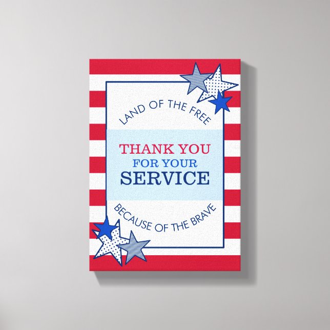Vielen Dank Stars Stripes Patriotic Veteran Servic Leinwanddruck (Vorderseite)