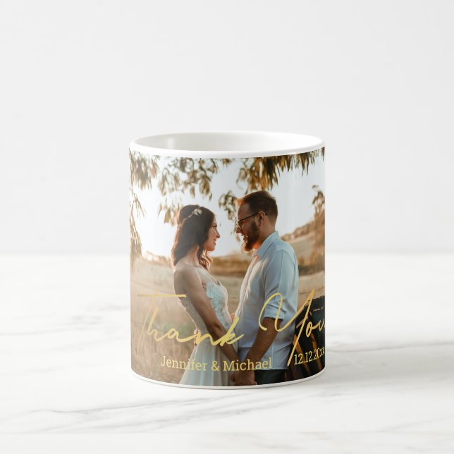Vielen Dank, stilvolles goldgeschriebenes Foto Kaffeetasse (Mittel)