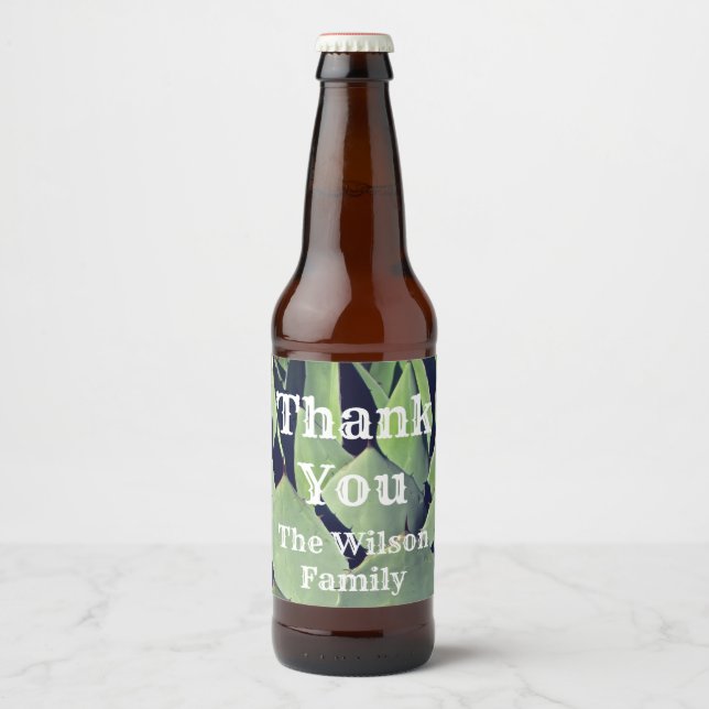 Vielen Dank Südwest Agave Pflanze Green Blätter Bierflaschenetikett (Vorderseite)