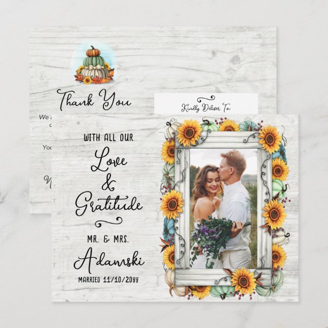 Vielen Dank Sunflower Pumpkin Fall Farm Custom Fot Postkarte (Vorne/Hinten)