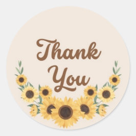 Vielen Dank, Sunflower Wreath Circle Runder Aufkleber