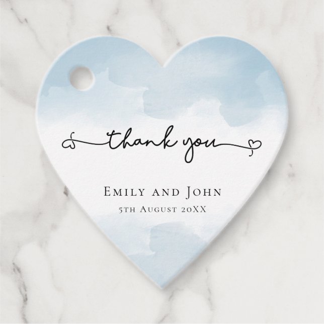 Vielen Dank Swash Names Light Blue Hochzeit Geschenkanhänger (Vorderseite)