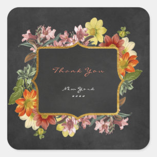 Vielen Dank, Tag Chalkboard Zuhause Made Floral Quadratischer Aufkleber