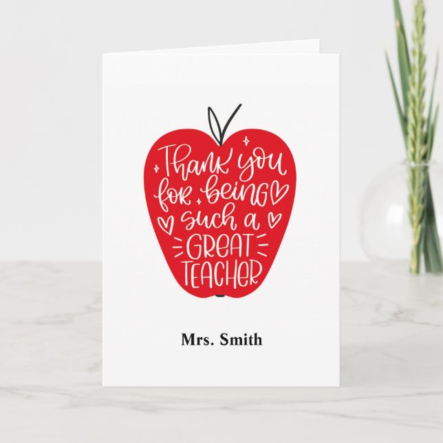 Vielen Dank Teacher Modern Letters Card Dankeskarte (Vorderseite)