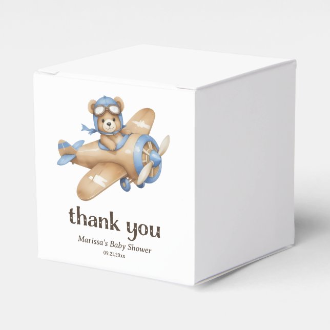 Vielen Dank Teddy Bear Pilot Baby Boy Dusche Geschenkschachtel (Vorderseite)