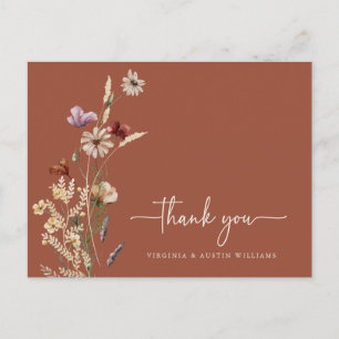 Vielen Dank Terracotta Floral Postcard Postkarte
