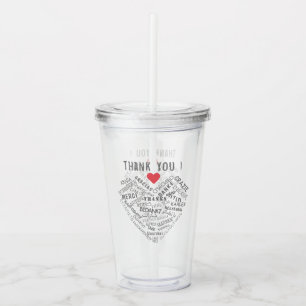 Vielen Dank Text Acrylic Tumbler with Heart Acryltrinkbecher