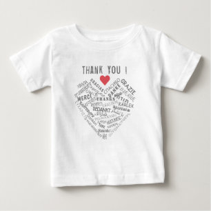 Vielen Dank Text Baby T - Shirt mit Herz
