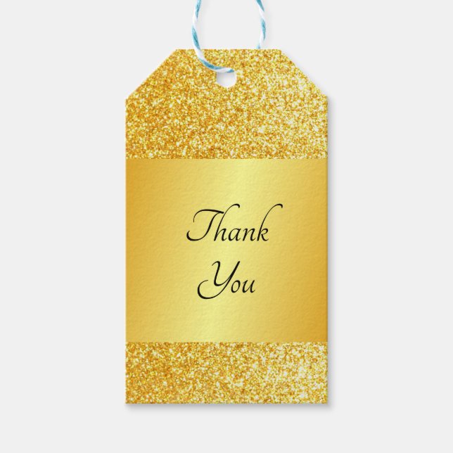 Vielen Dank Text Imitate Gold Glitzer Elegant Leer Geschenkanhänger (Vorderseite)