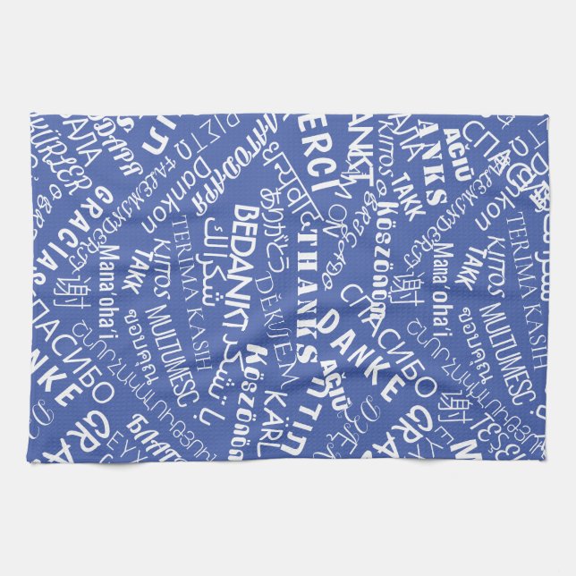 Vielen Dank Text Küche Handtuch mehrsprachige Wört (Horizontal)