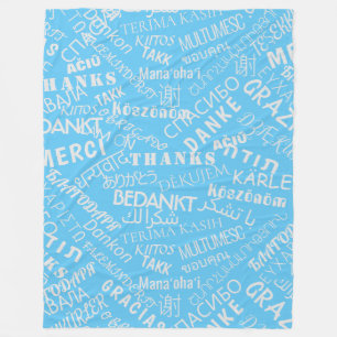 Vielen Dank Text Multilingual Blue Fleece Blanket