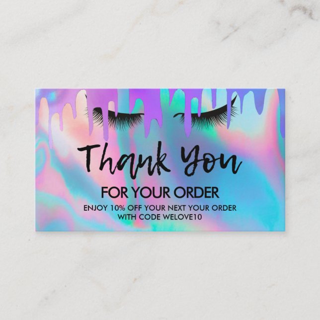 Vielen Dank, Trendy Holografen Lashes Rabatt Visitenkarte (Vorderseite)