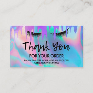 Vielen Dank, Trendy holografischen Lashes Rabatt Visitenkarte