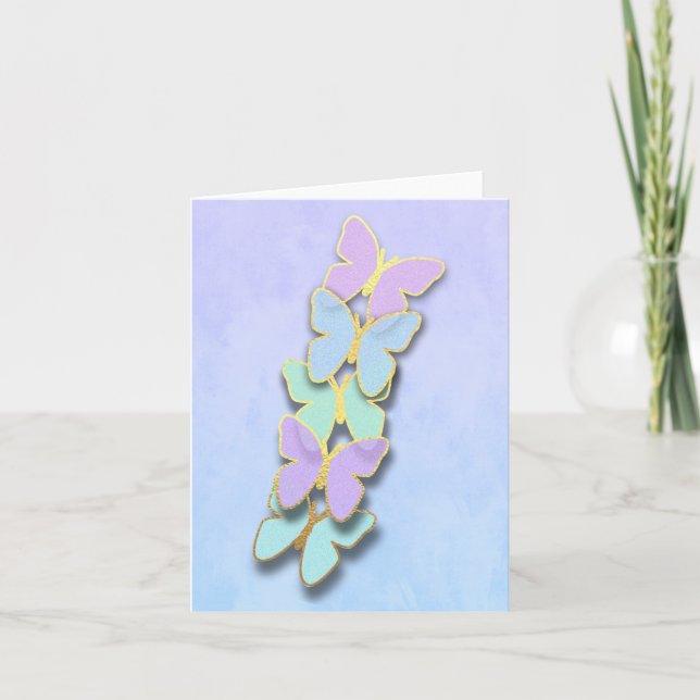 Vielen Dank Türkis Blue Lila Aqua Butterflies Dankeskarte (Vorderseite)