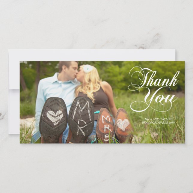Vielen Dank Typografie Hochzeitfotokarten Dankeskarte (Vorderseite)