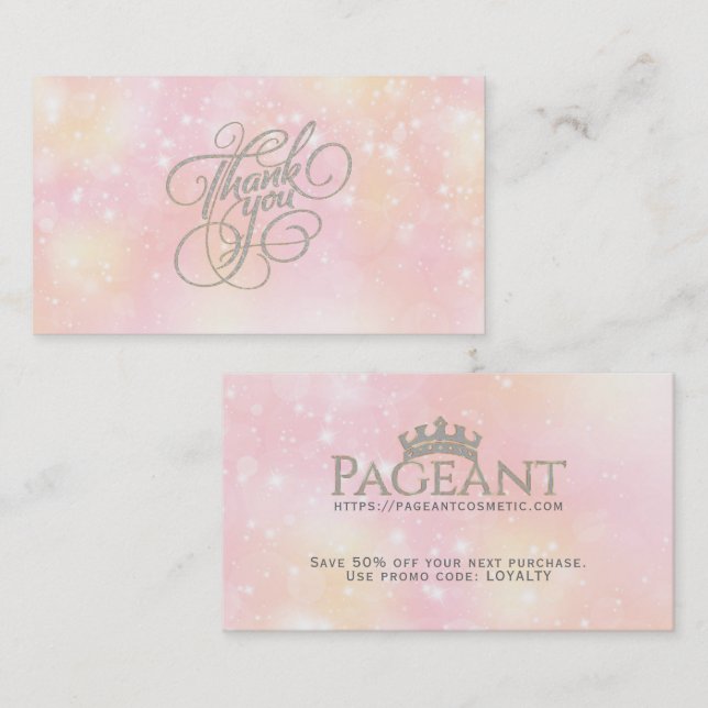 Vielen Dank Typografie Pastel Funkelnd Background Rabattkarte (Vorne/Hinten)