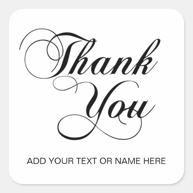 Vielen Dank, Typografie Quadratischer Aufkleber (Vorderseite)