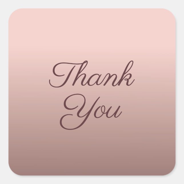 Vielen Dank Typografie Script Template Rose Gold Quadratischer Aufkleber (Vorderseite)