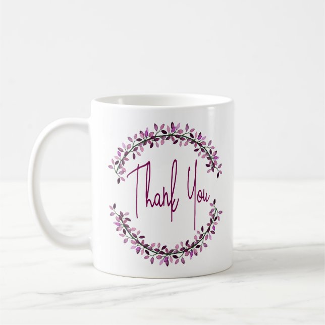 Vielen Dank Typografie Simple Chic Leaf Wreath Kaffeetasse (Links)
