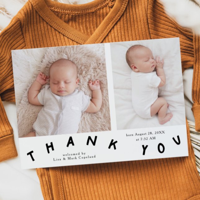Vielen Dank Typografy Birth Announcement Foto Ankündigung (Von Creator hochgeladen)