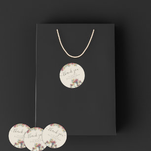Vielen Dank Typografy Spring Flowers Brautparty Runder Aufkleber