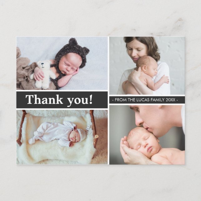 Vielen Dank und Baby Birth Announcement Fotos Postkarte (Vorderseite)