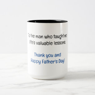 Vielen Dank und viel Glück zum Vater Zweifarbige Tasse