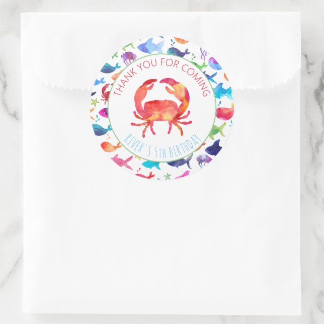 Vielen Dank unter dem Regenbogenfisch Runder Aufkleber (Tasche)