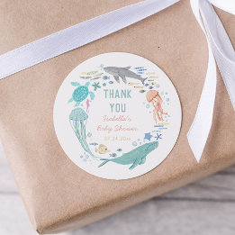 Vielen Dank unter der Sea Baby Dusche Runder Aufkleber