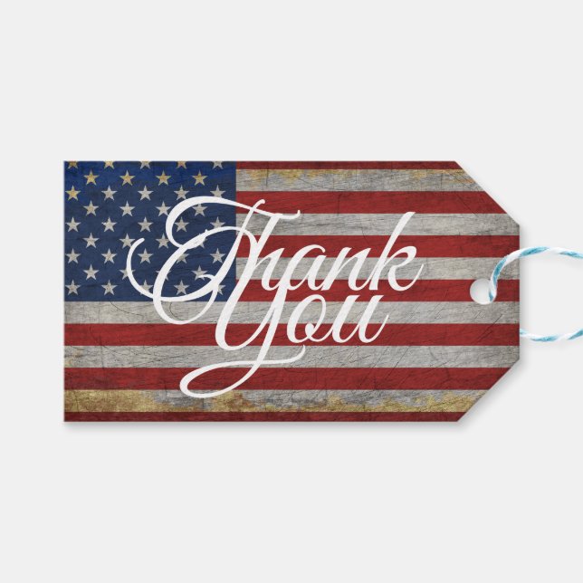 Vielen Dank, USA Flag 4. Juli Amerika Geschenkanhänger (Vorderseite (Horizontal))
