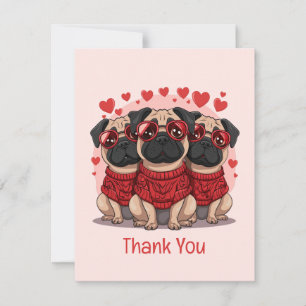 Vielen Dank Valentinstag Mops Hunde Dankeskarte