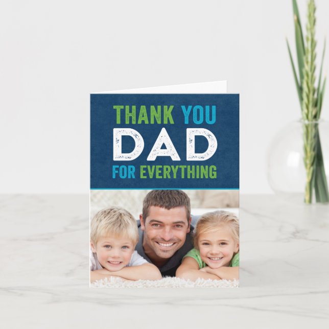 Vielen Dank Vater Vathers Day Foto-Karte Karte (Vorderseite)