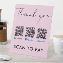 Vielen Dank Venmo Paypal CashApp Scan zu Pay Pink Sockelschild