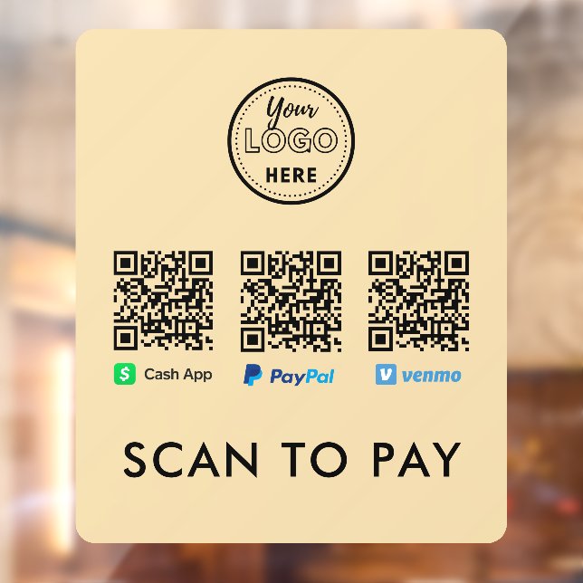 Vielen Dank Venmo Paypal CashApp Scan zum Bezahlen Fensteraufkleber (Blatt 2)