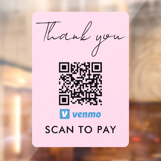 Vielen Dank Venmo Zahlung QR Code Scan zu zahlen P Fensteraufkleber (Blatt 2)