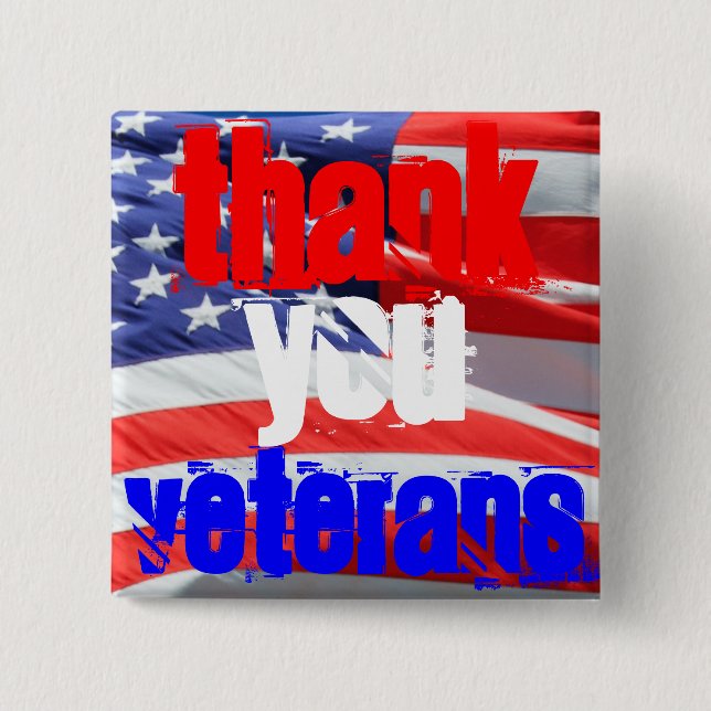 Vielen Dank Veteranen Liebe Respekt Dankbarkeit Button (Vorderseite)