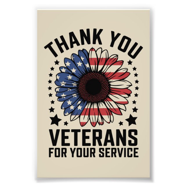 Vielen Dank Veteranen Sunflower Militär Tag Fotodruck (Vorne)