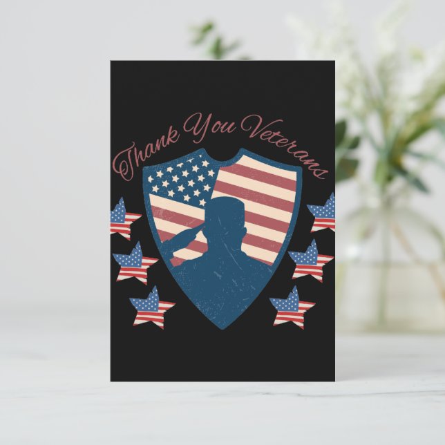 Vielen Dank, Veterans amerikanische Flagge Dankeskarte (Stehend Vorderseite)