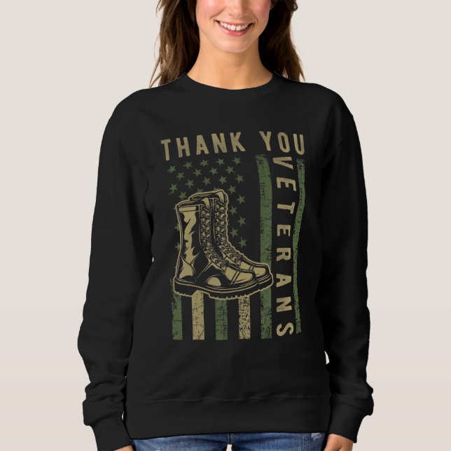 Vielen Dank Veterans Combat Boots American Patriot Sweatshirt (Vorderseite)