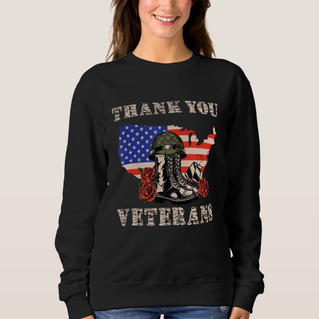 Vielen Dank Veterans Combat Boots Helmet Veterans  Sweatshirt (Vorderseite)