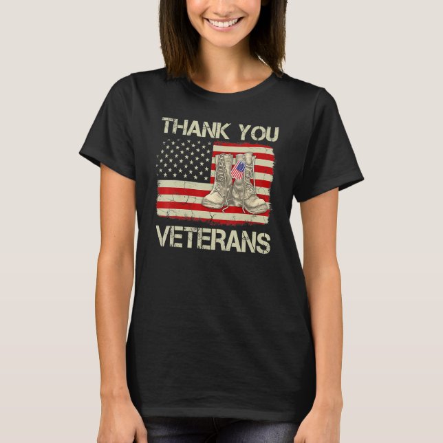 Vielen Dank Veterans Combat Boots Veteran Day Amer T-Shirt (Vorderseite)